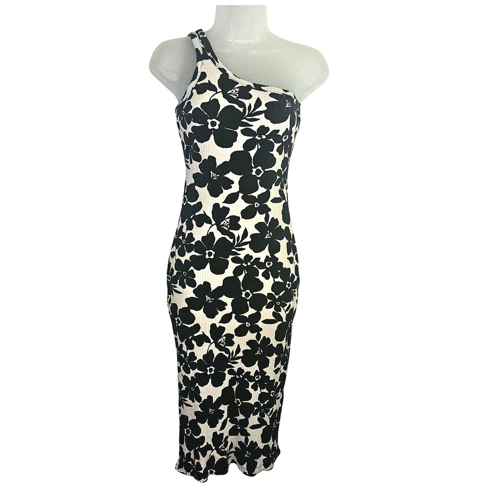 Volcom Coco Ho Black And  White Floral Asymmetrical Dress Sz XS (US 0-2)